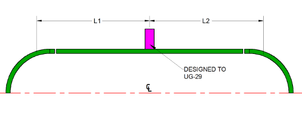 vessel divided into zones using a stiffening ring طر يقة التصميم لمجمع مقسم بين فتحات السحب