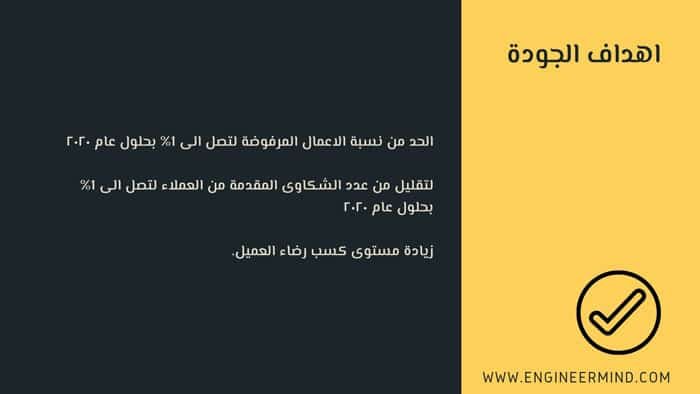 مثال على أهداف الجودة